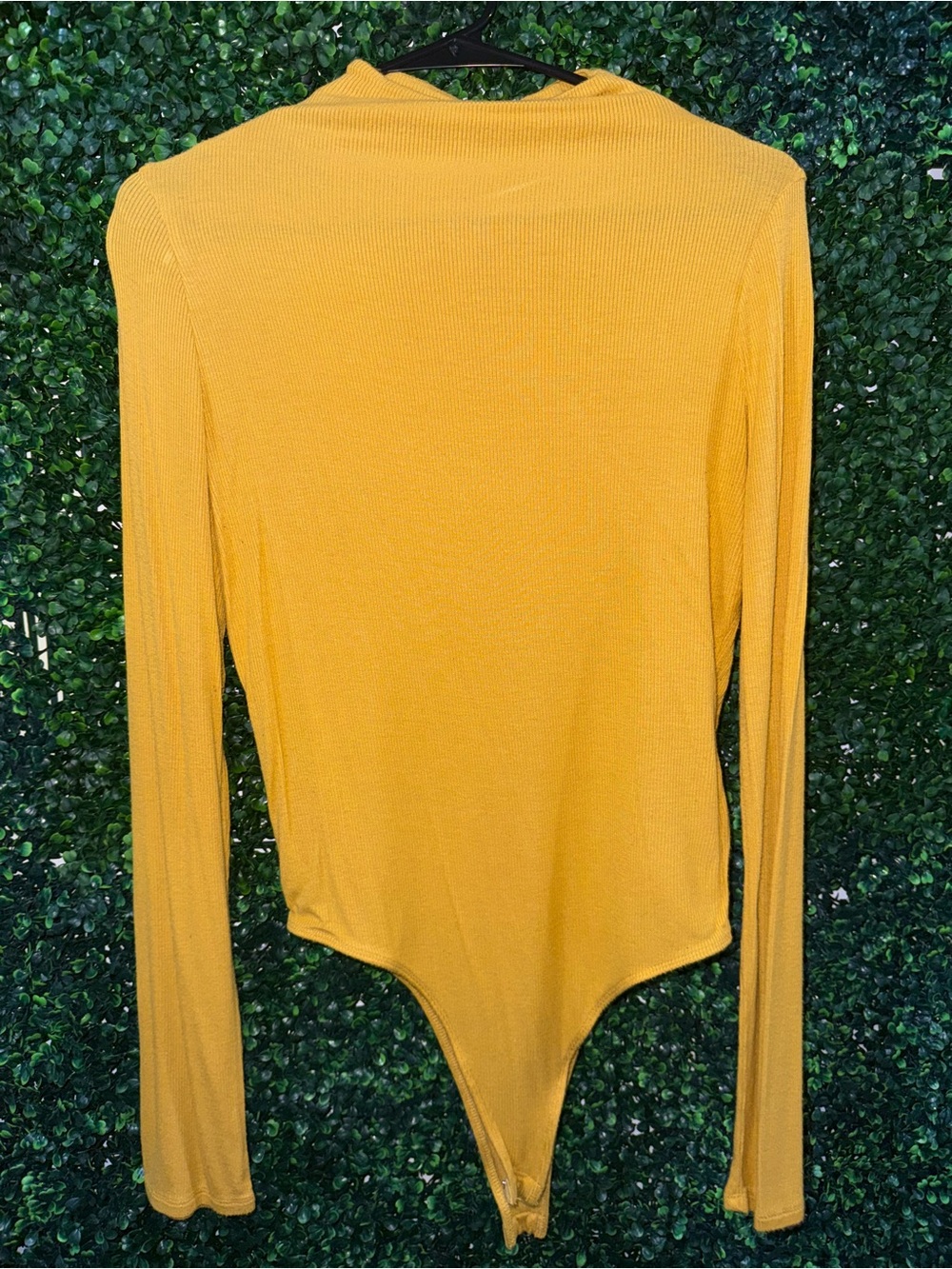 SHINESTAR Women’s Mustard Long Sleeve Mock-Neck Bodysuit — Size XL